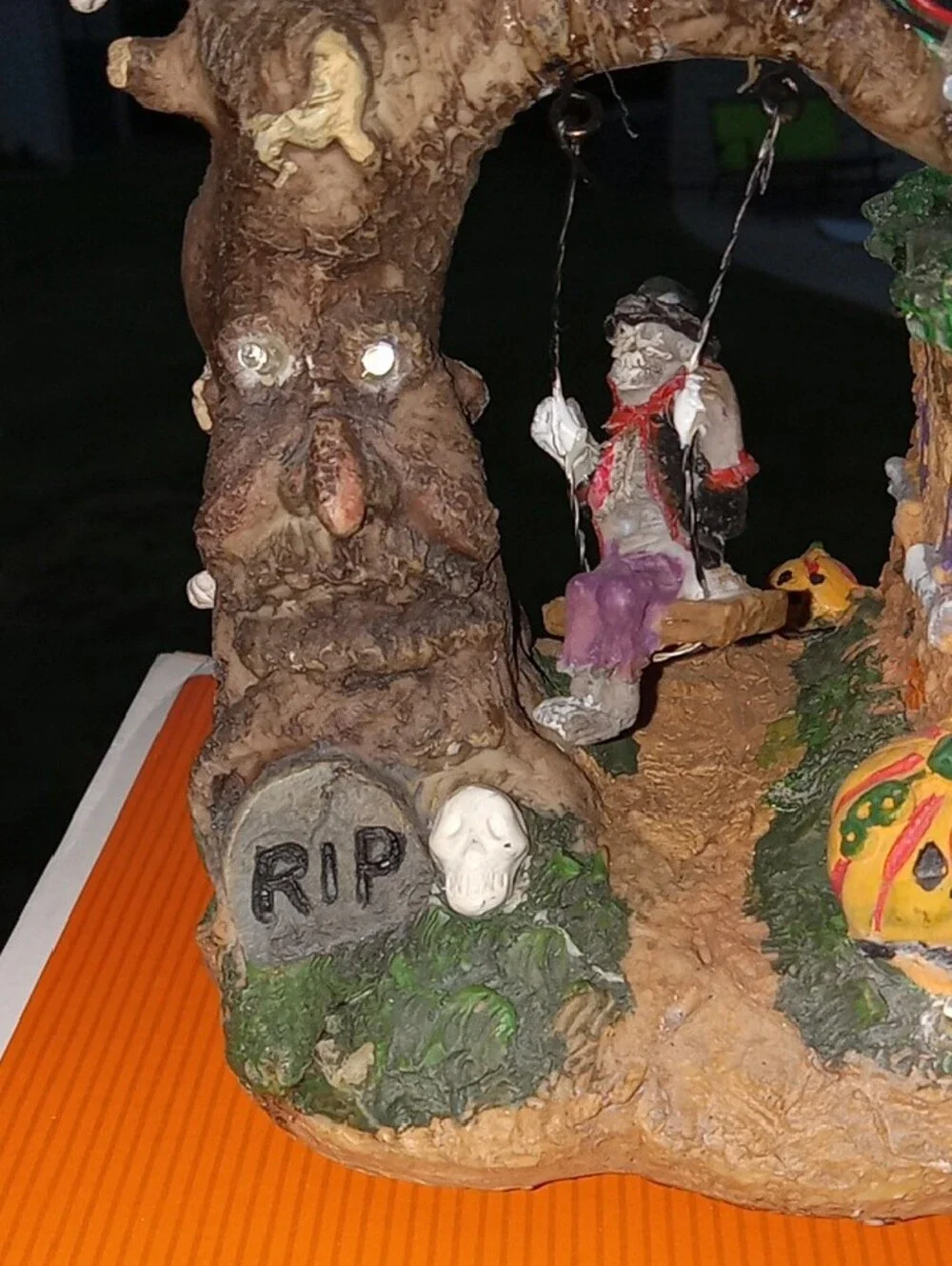 LED Village with Flying Witch - Orange NWOTS